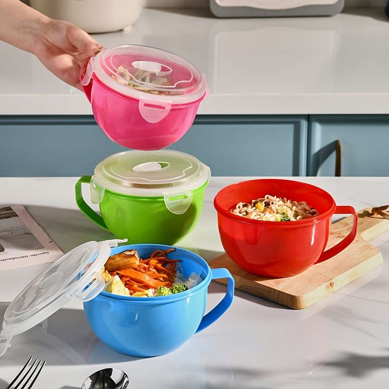 1pc Convenient Portable Sealed Instant Noodle Bowl Microwave Ramen Pot Instant Noodle Bowl C