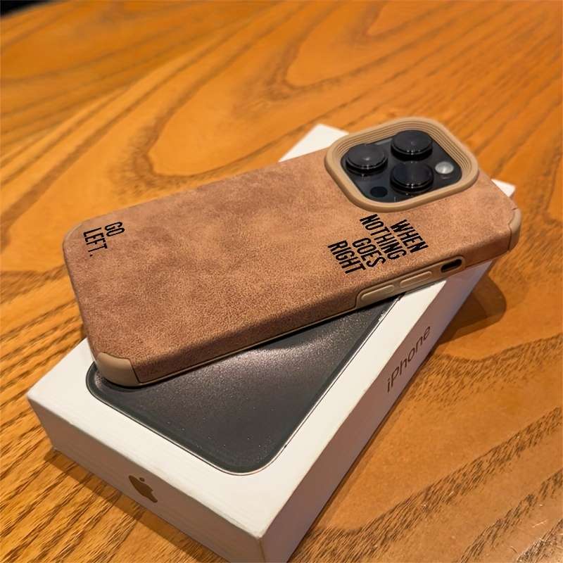 1pc Brown For iPhone 16 Plus Stylish Black Suede Case