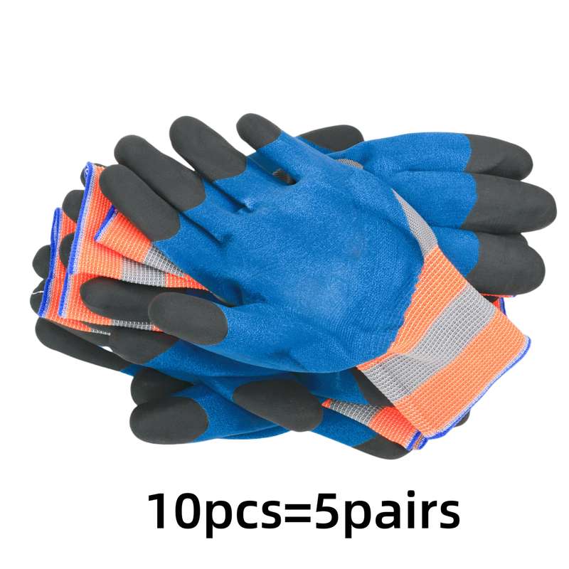 Work Gloves Color Thickened Finger Coating Size 6Pcs 3Pairs