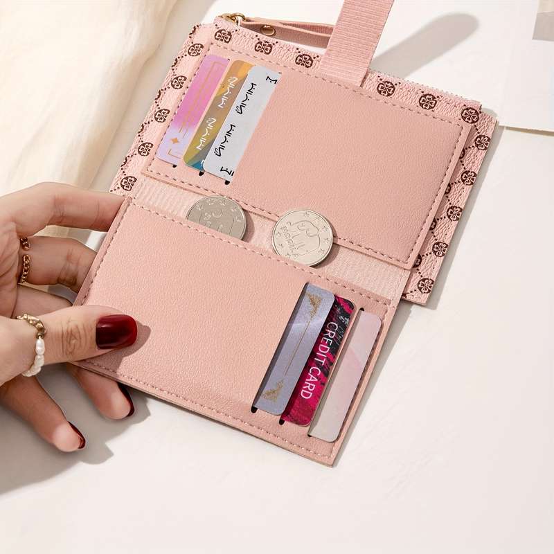 1pc Women's mini credit card wallet fashionable coin purse made of pu material can be carried wi