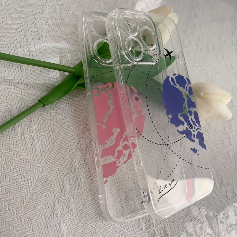 1Pc Blue For iPhone 15 Pro Max Love Pattern Phone Case