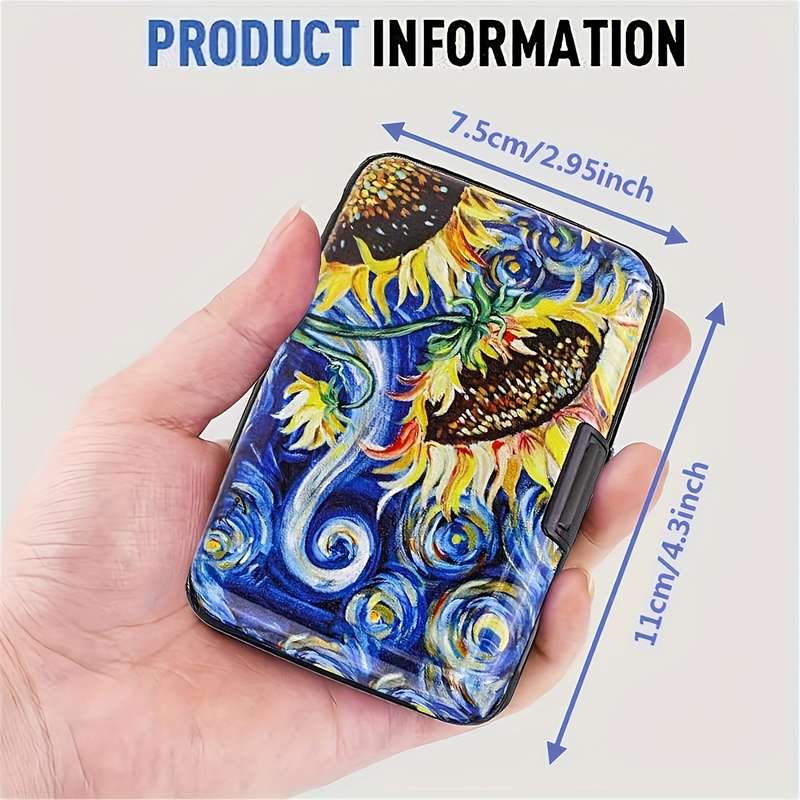 1pc Aluminum Alloy Card Holder Wallet Simple Style Color Block Design Unlined Non-Braided Blac