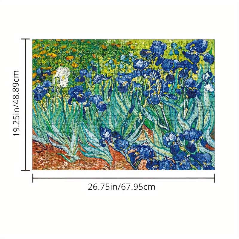 1000pcs Jigsaw Puzzle Masterpiece Irises Pattern Perfect for Adults Ideal Gift fo