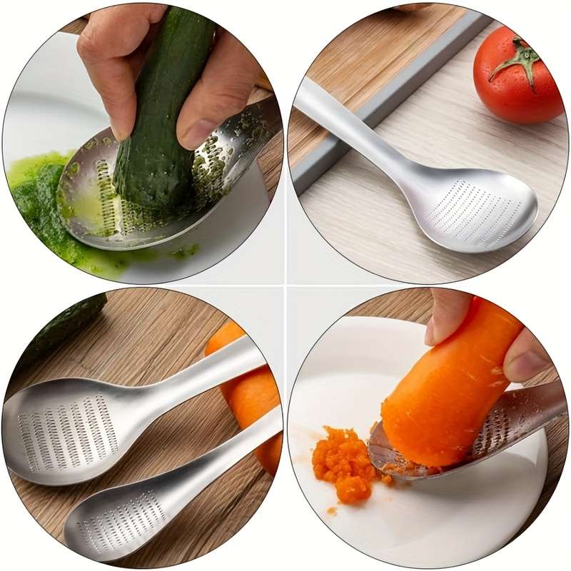 1pc Kitchen Tool Set Stainless Steel Spoon Design Ginger Garlic Wasabi Mustard Grater Multi-P