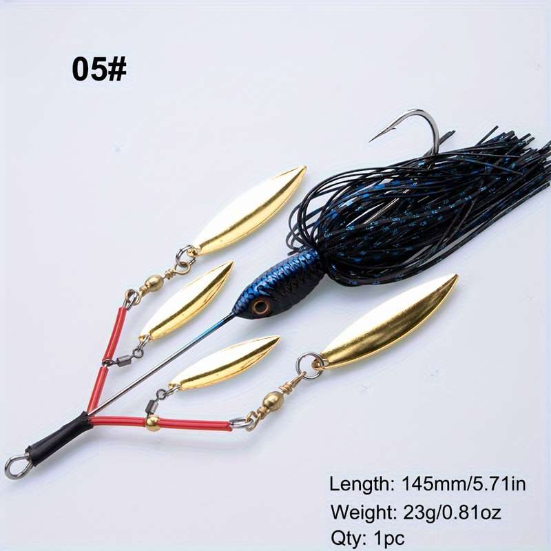 1pc 23g Buzzbait Lure Lead Jig Head Silicone Skirt Rubber Fishing Jigs with Rubber Skirt Lures
