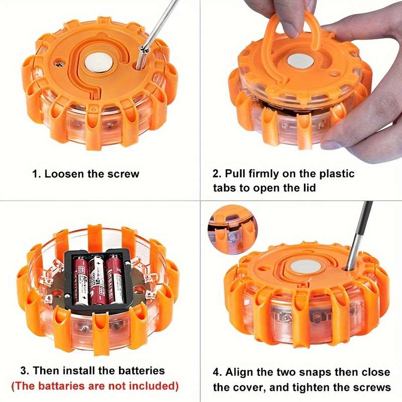 1pc Emergency Light Obstacle Warning Light Rotating Light 12+3 LED Traffic Warning
