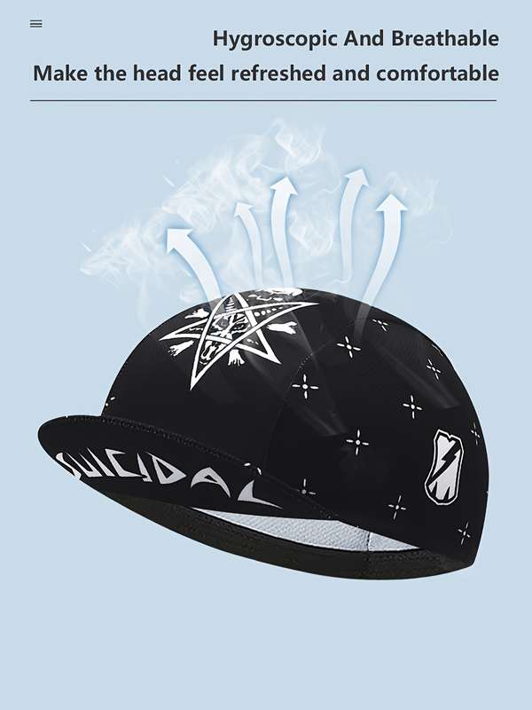 1pc Classic Retro Black Summer Cycling Cap Breathable Quick Dry Knit Polyester Material Ou