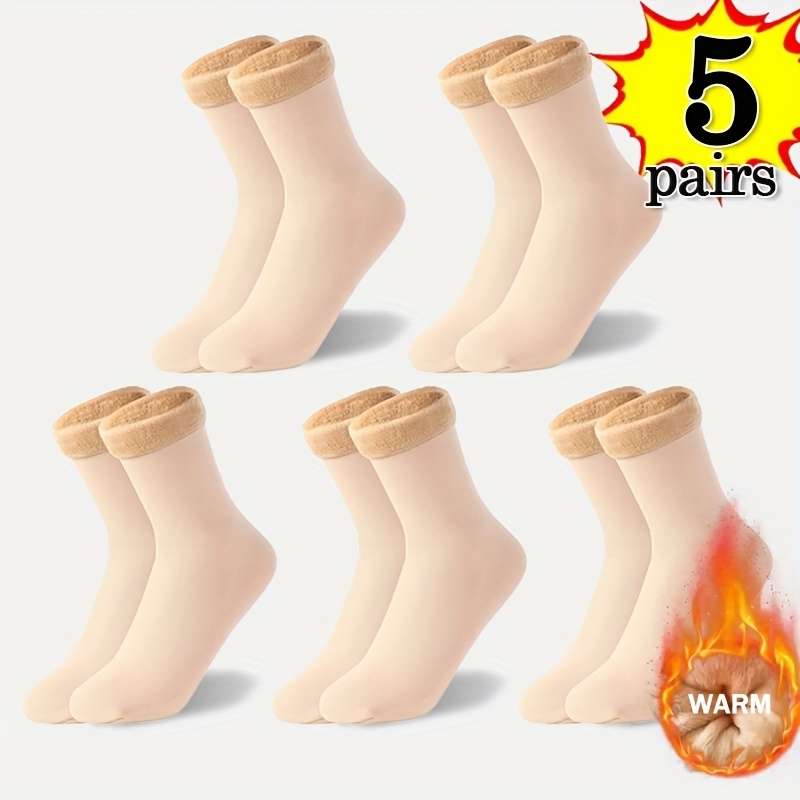 5 Pairs Apricot One Size High Elastic Socks