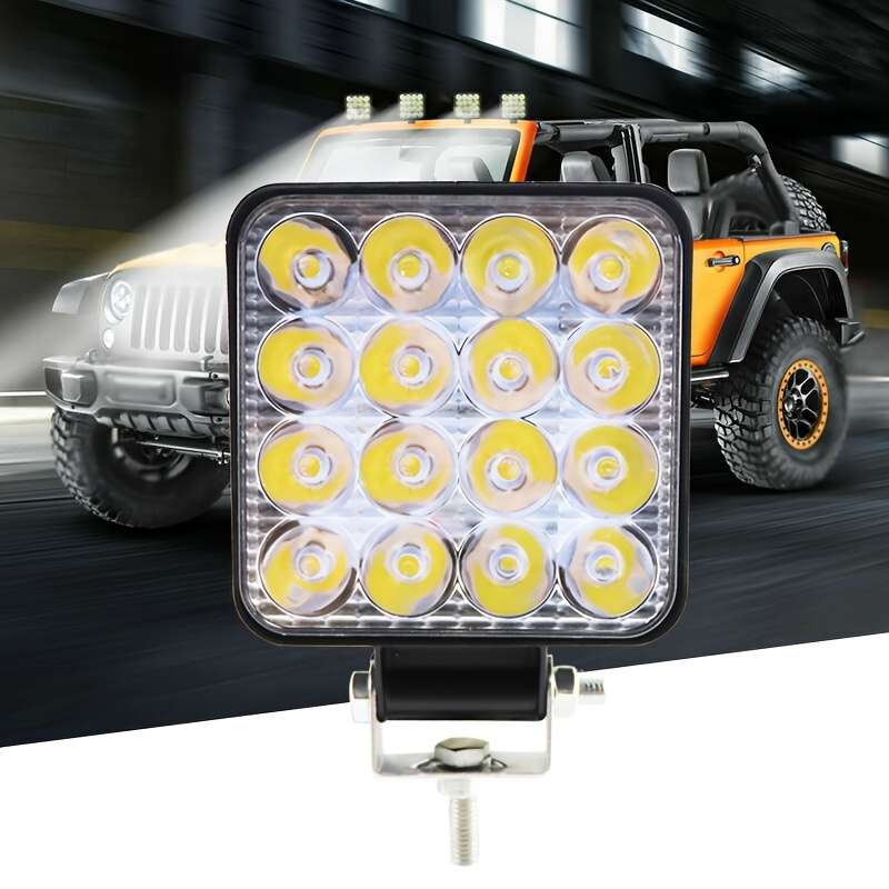 2pcs 16 LED Work Light Bar for Off-Road SUV Tractor & 4WD Truck 8.38cm High-Intens