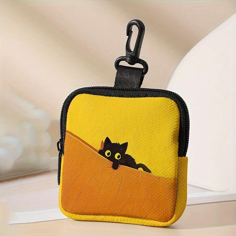 1pc Cat Print Pattern Large Capacity Coin Wallet Digital Printing Coin Wallet Storage Bag Multifun