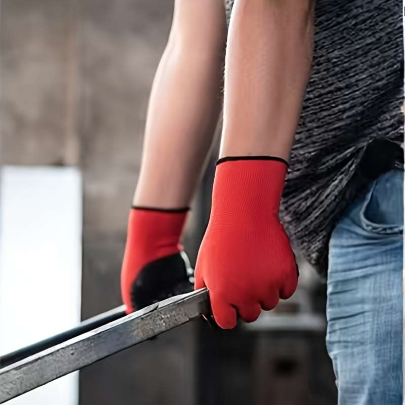 Work Gloves Color Red 4 Pairs