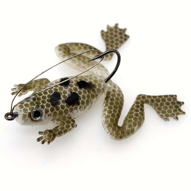 1pc Soft Frog Lure with Weedless Hook Realistic Rubber Swim Bait for Freshwater Saltwater F