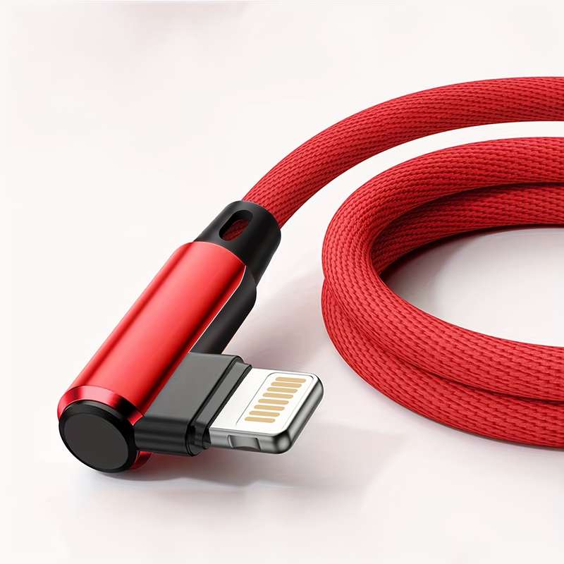 1pc 2.4A 12W Max Fast Charging USB Cable 100cm for iPhone 14 13 12 12Pro 12ProMax 90 Degree USB