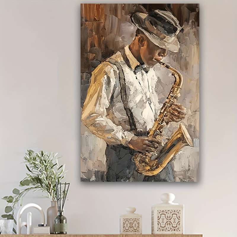 1pc  40x60cm Art Deco Style Saxophonist Poster Frameless Portrait Wall Hanging Decor for Home O