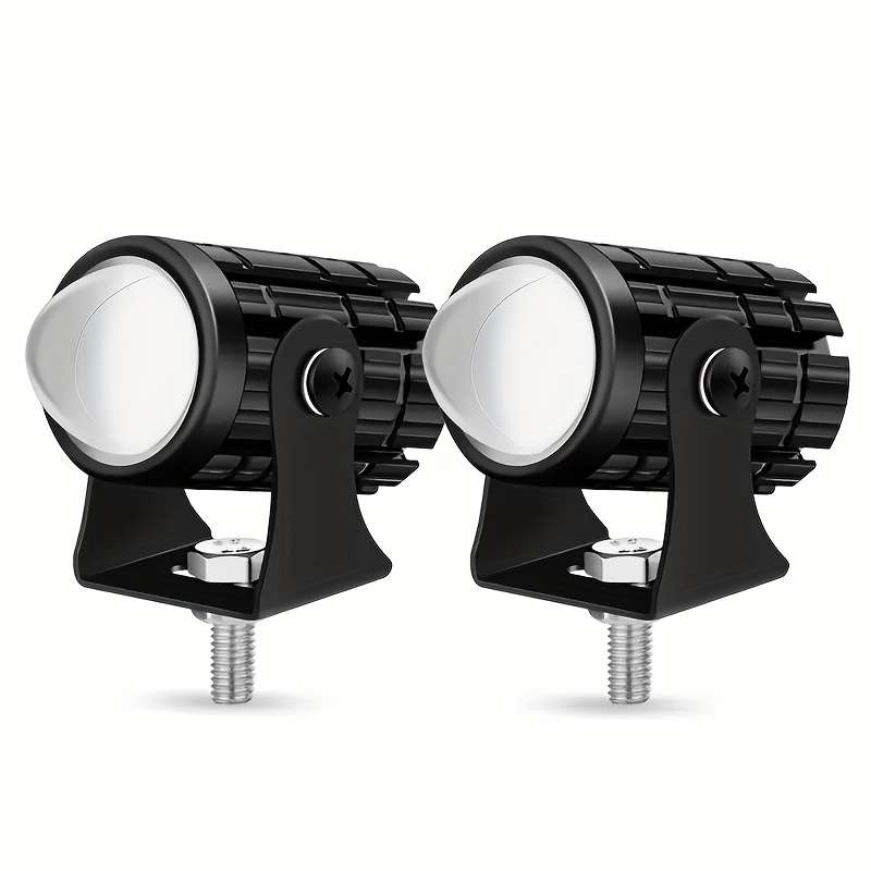 2pcs LED Dual-Color Spotlight for Motorcycles & Cars High Low Beam Adjustable Moun