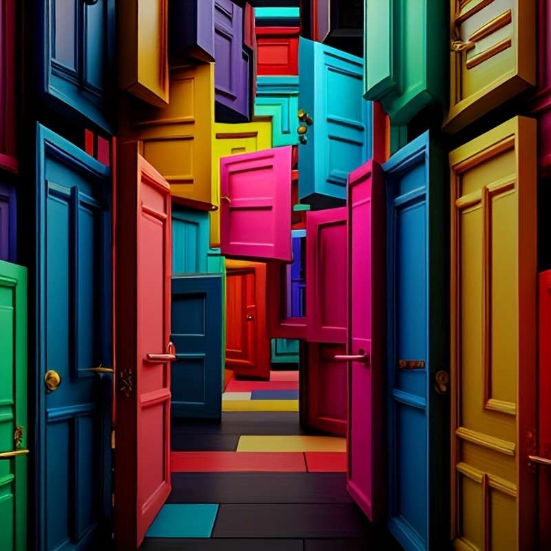 1000pcs Adult Paper Jigsaw Puzzle 50x70cm Strange Door Geometric Shape Series Stress