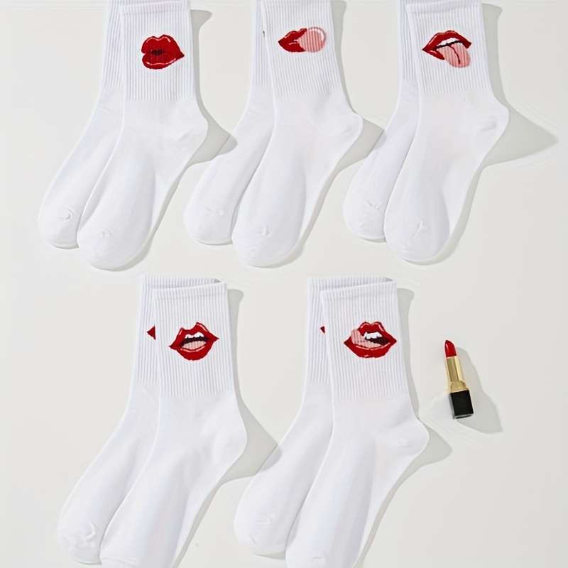 5 Pairs Of White One Size High Elastic Socks