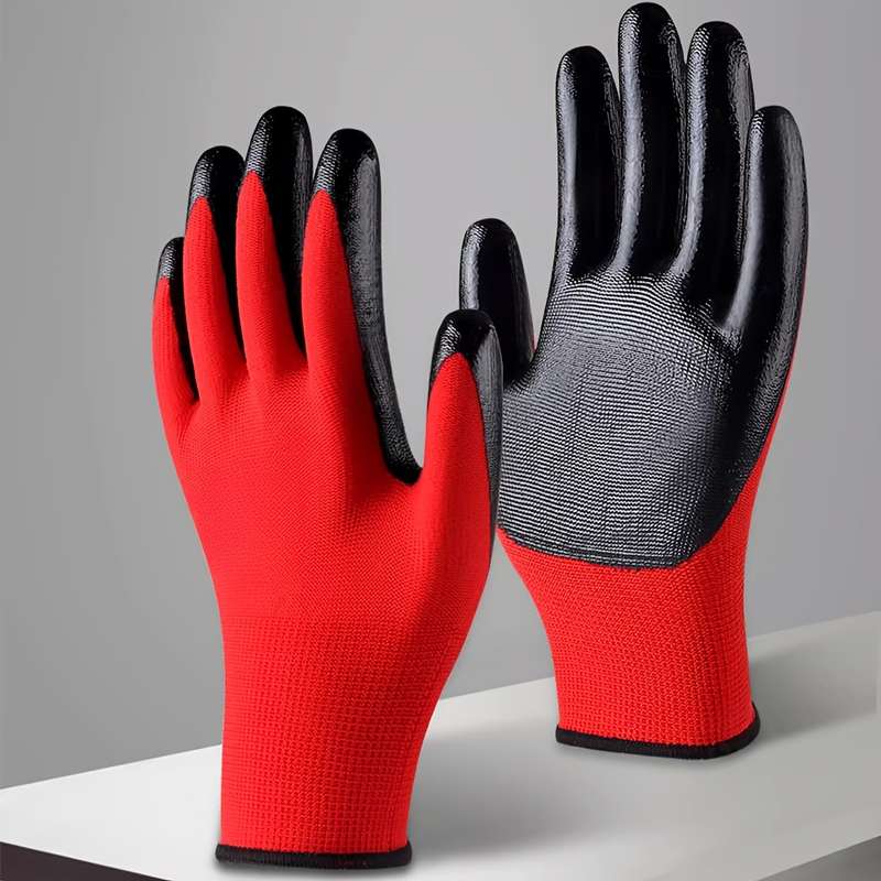 Work Gloves Color Red 4 Pairs