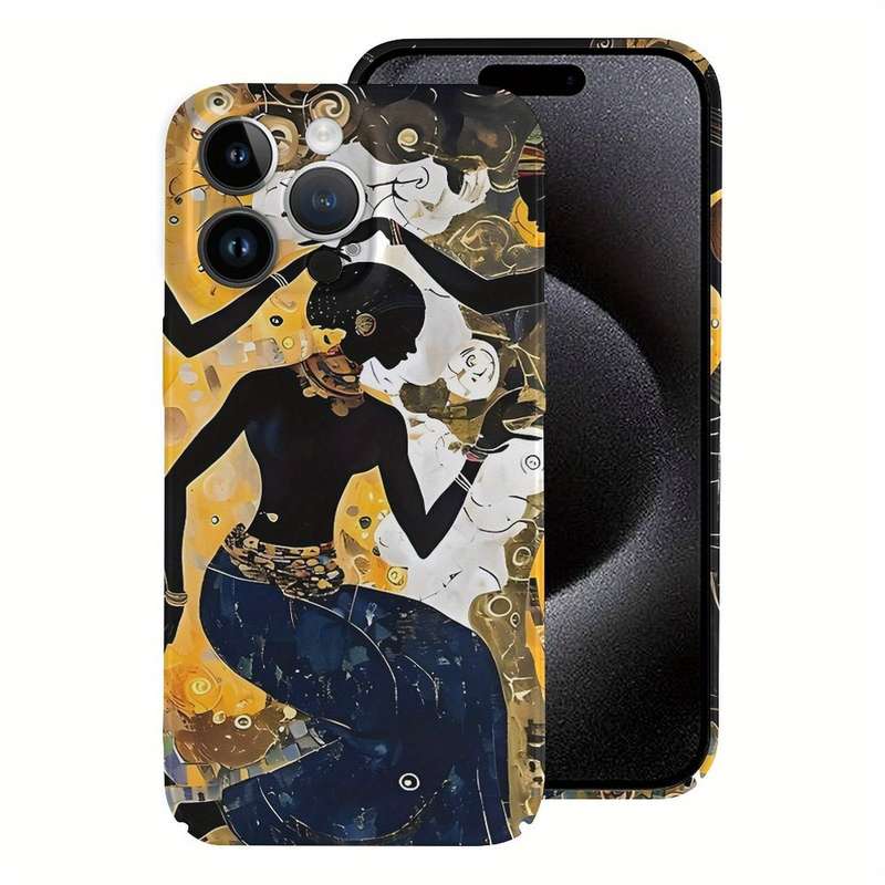 1Pc White For iPhone 15 Dance African Beauty Phone Case