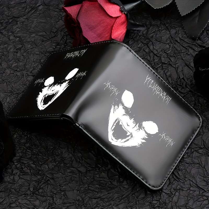 1pc FEECANOO Men's Black Faux Leather WalletPunk Skull Design Multi-Functional with Card Slots
