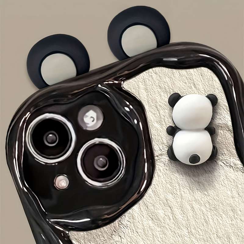 1Pc White For iPhone 11 3D Cartoon Panda Phone Case