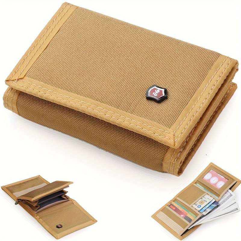 1pc Vintage-Style Men's Trifold Wallet with ID Window Zipper Pockets Multiple CompartmentsDur
