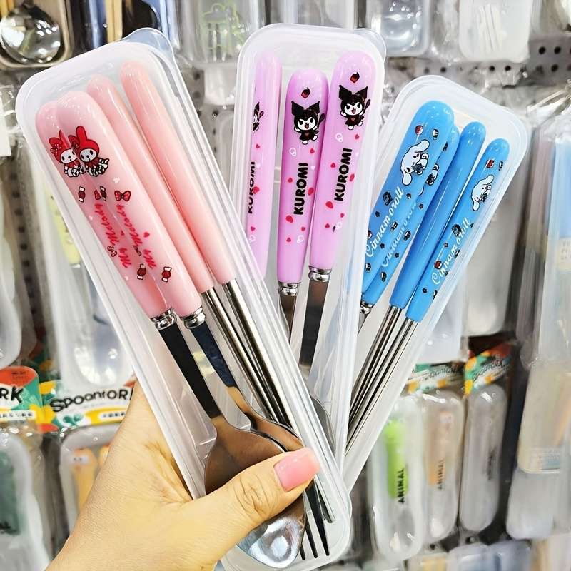 3pcs Stainless Steel Cutlery Set Cute for kuromi for My Melody and Chao Chao Designs Incl