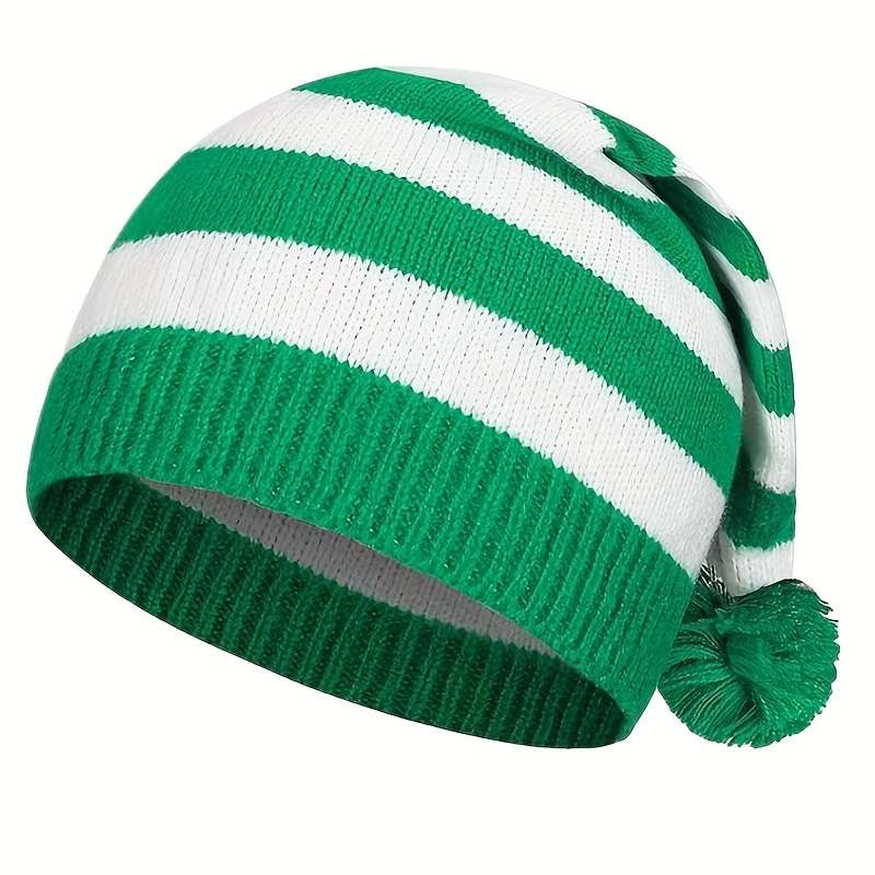 Winter Hat Color Red And Green Stripes