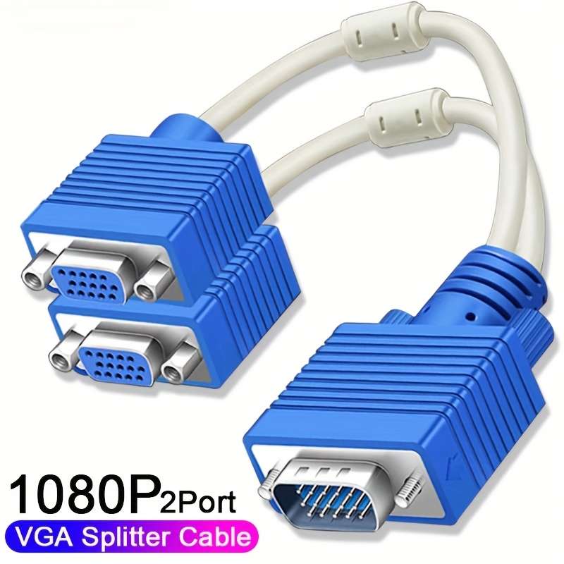 1pc 1080P 2 Dual Port Y Splitter 2.54cm 2 Out Cable Adapter for LCD TV Box Monitor Projector VG