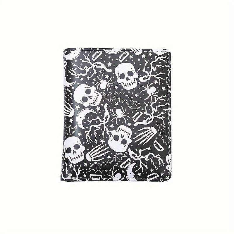 1pc Stylish Retro Skull Rose Compact Wallet for WomenVibrant Pink White Red Durable PU with P