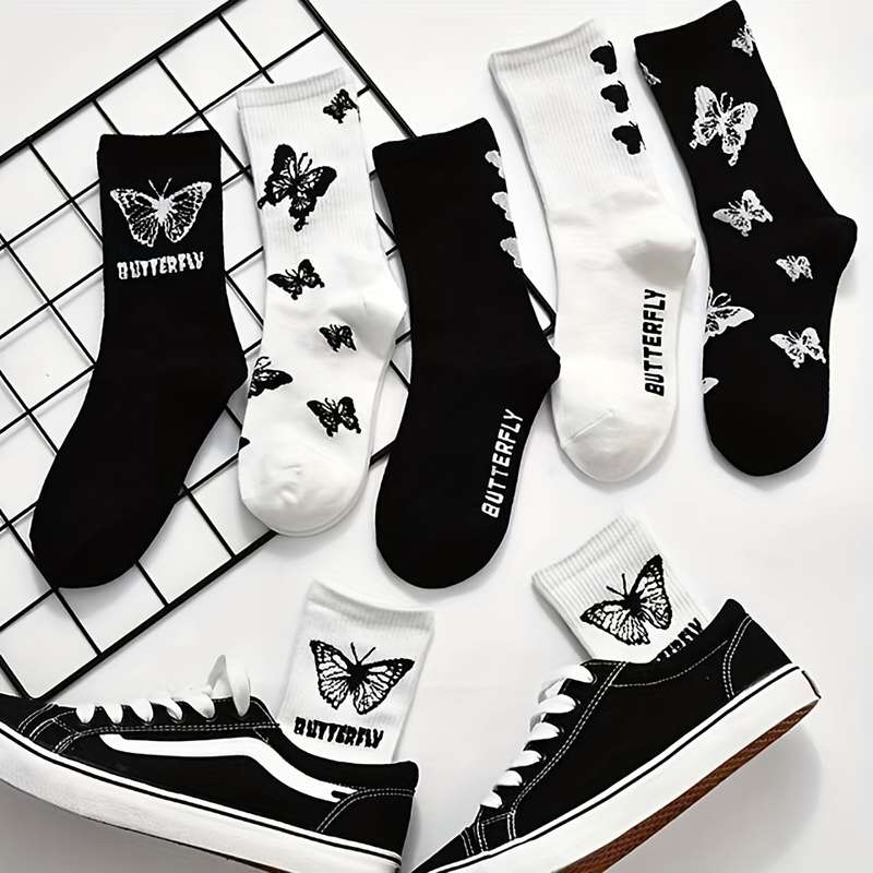 5 Pairs Mixed Color One Size High Elastic Socks