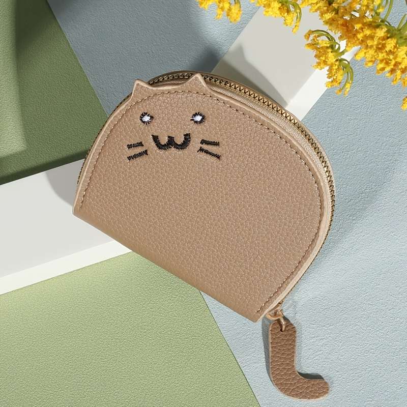 1pc A Charming Cat-Shaped Casual Walleta Synthetic Coin Purse Featuring Multiple Card Slots a Z