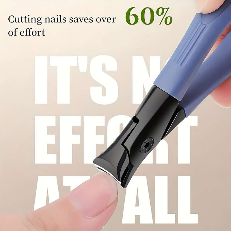 1pc Heavy-Duty Nail Clipper with Protective Cover C Ergonomic Grip Stainless Steel Blade for T