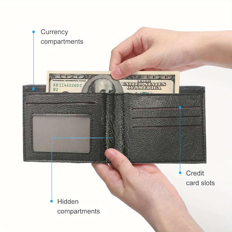 1pc Men's Faux Leather Wallet with Crocodile Pattern Casual Bifold Short Coin Purse with Card