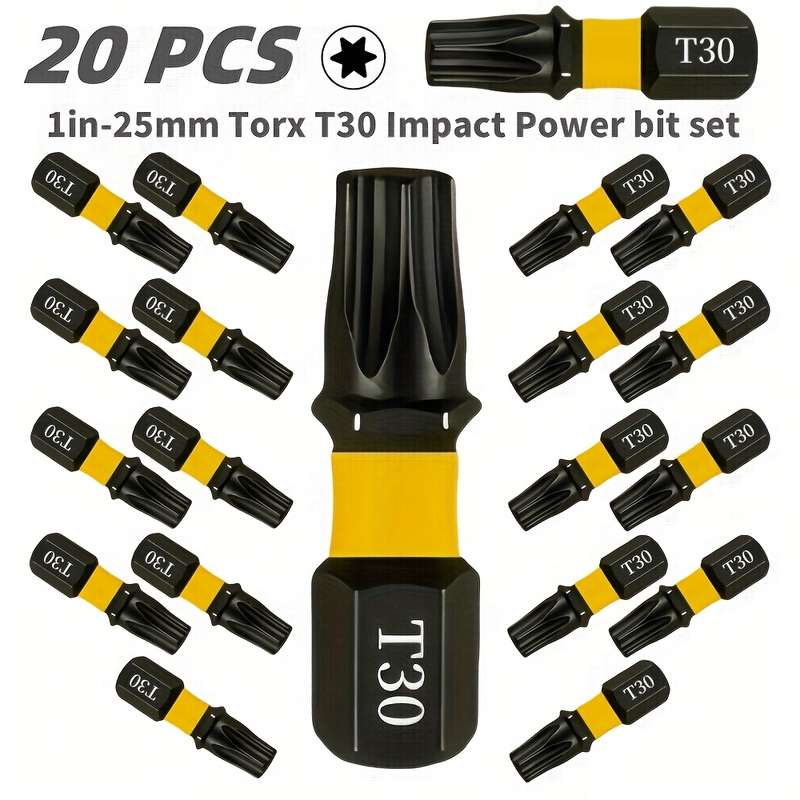 Screwdriver Bit Tool Set Model 25Mm T30 Quantity 10Pcs