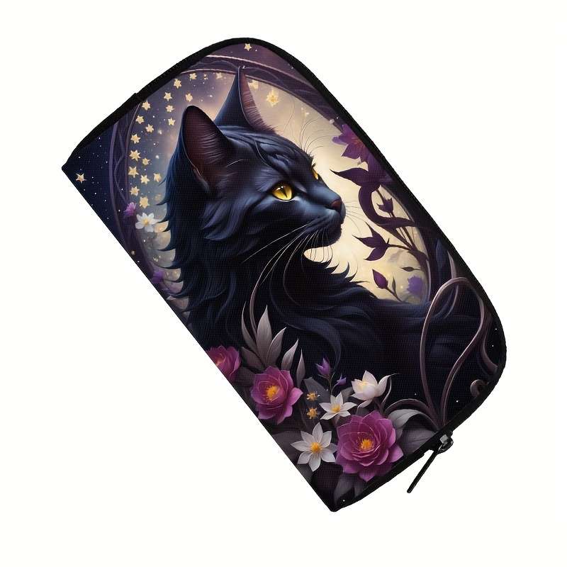 1pc Kawaii Black Cat Moon Print wallet women purse credit card money coin bags ladies clutch bag