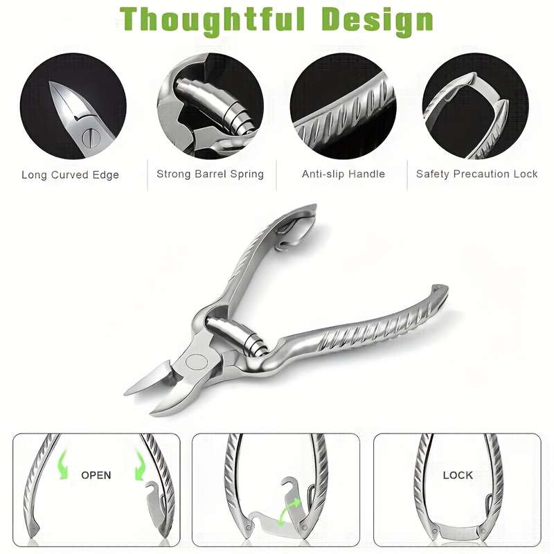 1pc Professional Thick Nail Clipper Set for Seniors Stainless Steel Odorless Toenail Care Ki
