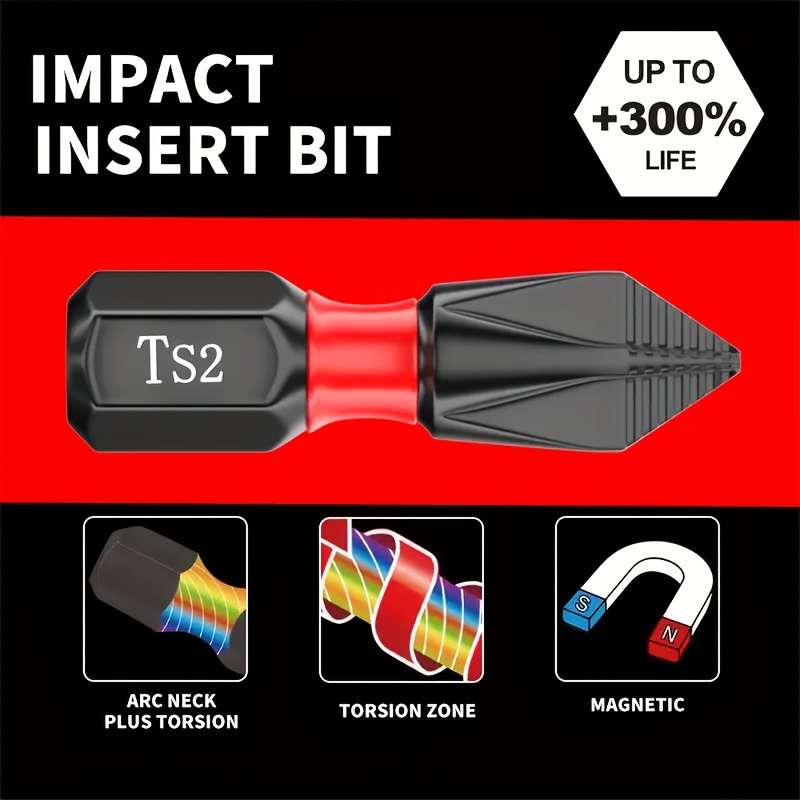Screwdriver Bit Tool Set Model 25Mm Red Bit Quantity 10Pcs