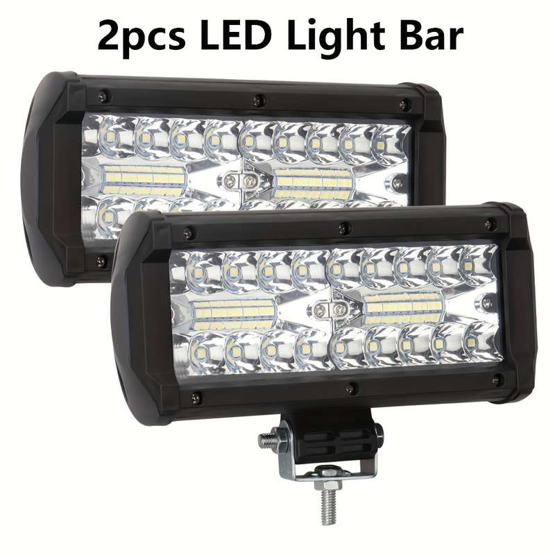 2pcs 7-Inch LED Light Bars 24000LM 40-SMD Universal Driving Fog & Daytime Running L