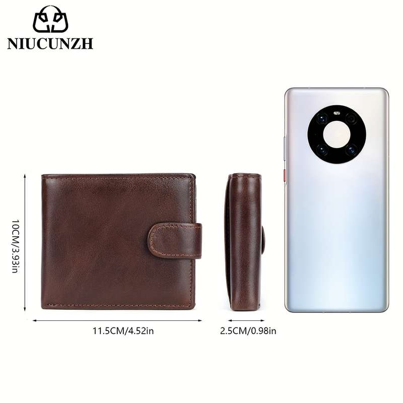 1pc Genuine Leather Wallet Made of Top Layer Cowhide Featuring Anti-Magnetic Card Slots Wallet