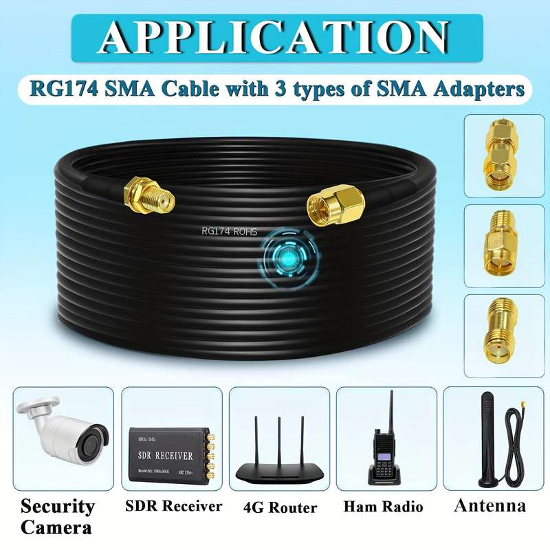 1pc Rg174 Sma Antenna Coaxial Cable Extension Jumper