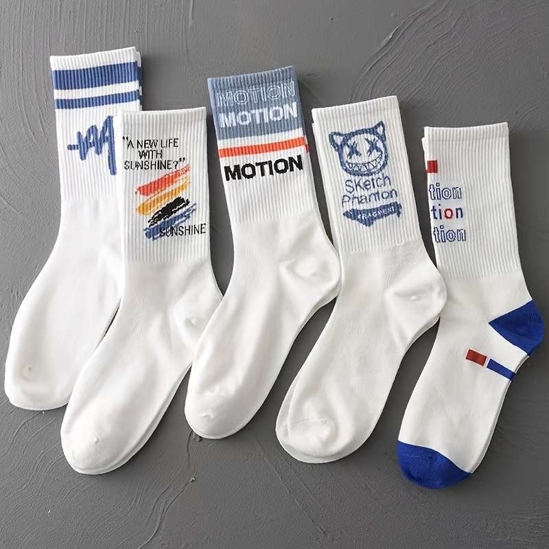 5 Pairs Of Random Colors One Size High Elastic Socks