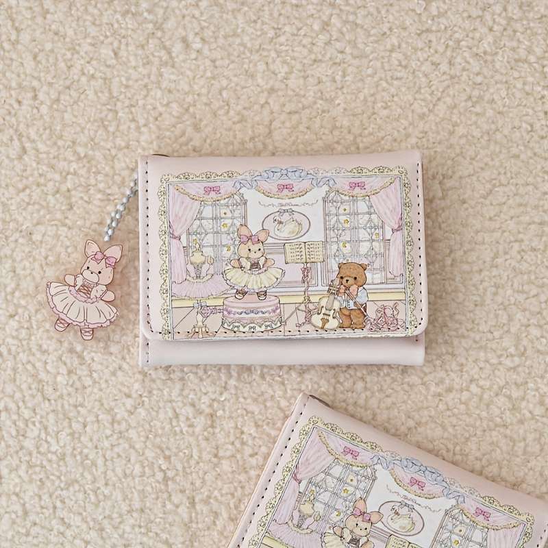 1pc Cute Cartoon Design 3-Fold Wallet With Anti-Magnetic Features Multiple Card Slots Zipper Clos