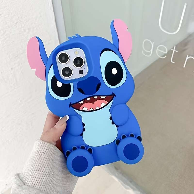 1Pc Pink Red Color For iPhone 12 Cartoon Character 3D Phone Case
