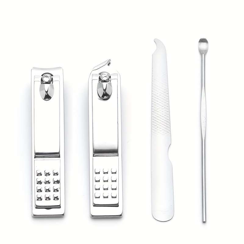 4pcs Professional Travel Colorful Nail Clippers Manicure Set with Leather Bag Stainless Steel N