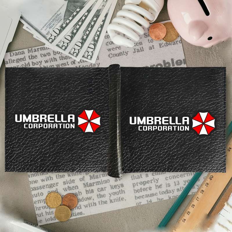 1pc Umbrella Corporation Men'S Faux Leather Bifold WalletCasual Style Solid Color with Croc