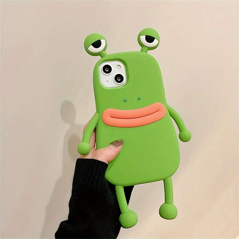1Pc Green For iPhone 13 3D Big Eyes Frog Phone Case