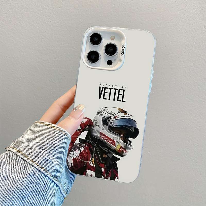 1Pc Mixed Color For iPhone 16 Pro Racing Driver Helmet Phone Case