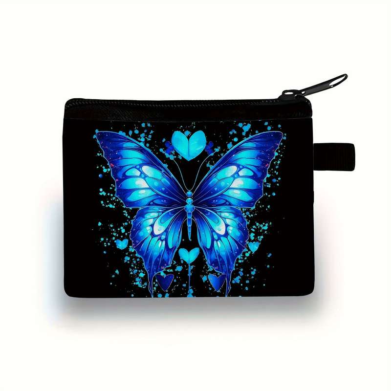 1pc Butterfly Print Polyester Coin Purse Casual Style Women's Wallet with Key Card Slot