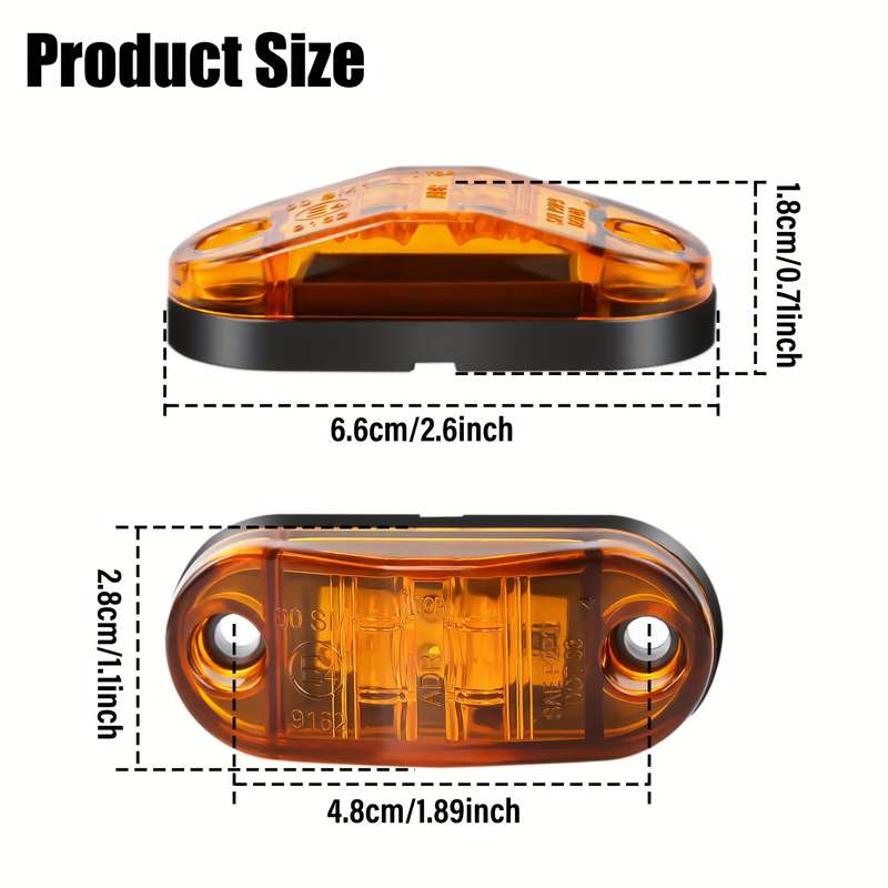 10pcs White LED Marker Lights for Trucks RVs & Trailers Amber Front & Side Indicat